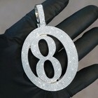 4ct Round Moissanite Men s Custom Initial Any Number Pendant 925 Sterling Silver
