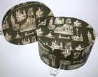 Mid Century Hatbox From Harrods England - Fully Decorated With Historical Sites