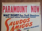 Rare 1942 Saludos Amigos Walt Disney South American Donald Duck Paramount Poster
