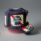Vtg Pabst Blue Ribbon Bock Beer Can Crochet Fitted Hat - Pbr 70 s Milwaukee Made