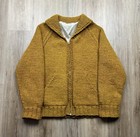 1950   s Vintage Hand Made Full Zip Log Cabin Yellow Cowichan Sweater Medium