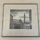 Pair Vintage Soviet Russian Prints 1983 Leningrad Cityscape Framed Ussr Wall Art