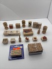 Brand New Vintage Wooden Block Rubber Ink Stamp Lot 18 Total Pieces
