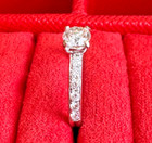 Round Brilliant Diamond Engagement Ring 0 74ct H Vs2 Gia Certified Pave Band