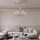 Antique Silver Vintage Candle Chandelier Crystal Lighting Fixture Lamp For Dinin
