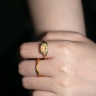 2 21ct Rainbow Faceted Mexican Fire Opal Engagement Ring 14k Yellow Gold