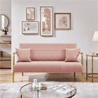 Upholstered Modern Loveseat Sofa Couch W  2 Pillows Home Office Living Room Pink