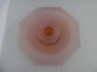 Vintage Heisey   Co  Pink Frosted Glass Octagonal Console Bowl And Candle Holder