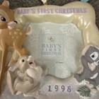 Bambi Baby s First Christmas Picture Frame Ornament 1998 Disney Thumper Vtg 