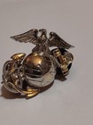 Hat   Lapel Pin- Silver And Brass Colored Eagle Globe And Anchor Ega  25-1382 