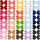 40pcs 3 Inch Hair Bows For Girls Grosgrain Ribbon With Clips