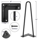 4 Pcs 12 Inch Heavy Duty Hairpin Furniture Legs With Rubber Floor Protectors