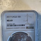 2017 American Silver Eagle  1 Ngc     Ms 70 Brown Label