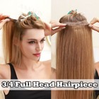 Thick One Piece Clip In Remy Human Hair Extensions Remi 3 4full Head Highlight