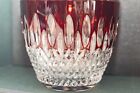 Mint  Ice Bucket Signed Waterford Crystal Glass Ruby Red Cut To Clear Clarendon 