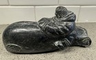 Vintage Genuine Edmund Wolf Sculptures Canada Stone Eskimo inuit Riding Whale