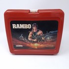 Vintage 1985 Rambo Plastic Lunch Box With Plastic Rambo First Blood Thermos