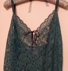 Delicates Teal Sheer Lace Front   Back Nylon Short Nightie Womens Plus Size Xl