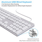 Aluminum Wired Keyboard For Mac Os Devices With Numeric Keypad For Apple Imac