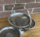Vintage Queen Anne English Round Silver Plated Folding Serving Dish Cake Stand