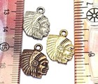 2pcs  Native American Indian Head Face Pendants Charms Cast Fine Pewter