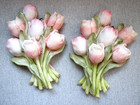 Set Of 2 Retro Style Plaques Tulip Flowers  Floral Wall Hanging Decor