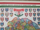 Original Vintage 1961 Hungary Map Of Counties  crest Shields By Geza  Frameable 