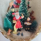 Vintage Egg Diorama Santa Claus Christmas Ornament Velvet Beaded Tree Animals 5 