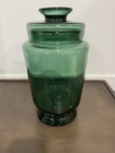 Large Vintage  Green Blown Glass Apothecary Storage Canister Jars With 1 Lid