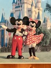 Vintage Wooden Varnished Disneyland Mickey   Mouse Minnie Photo - Free Ship 