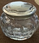 Antique Large Cut Glass Powder Jar With Sterling Silver Lid 448b