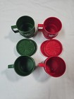 Vintage Tupperware Stacking 8 Oz  Coffee Cups Mugs 4 - Green Dove red Snowflake