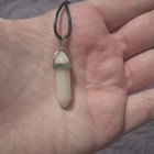 Light Pink Crystal Point Pendant Necklace On Black Cord Crystal Point Pendant