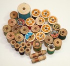 Vintage Lot 33 Wooden Thread Spools Various Colors Corticelli Star Etc