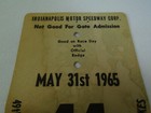 1965 Indianapolis 500 Back Up Card  44 49th International 500-mile Sweepstakes