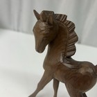Vtg Hand Carved Wood Prancing Horse Figurine Mcm 5 25   