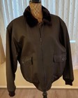 Vintage 100  Genuine Leather  U s  Navy Bomber Jacket With Fur Collar