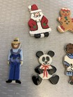 Vintage Ceramic Buttons Lot 10 Studio Handpainted Christmas Dolls Santa Snowman