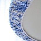 Oval Fitted Vinyl Tablecloth With Elastic Flannel Blue Flower Tablecloths