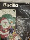 Vintage Bucilla Jeweled Christmas Stocking Felt Craft Kit 18in Long 48769 Santa