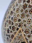 Vintage Persian Khatam Kari 9  Vase Mosaic Pattern Boho Glam Hollywood Regency 
