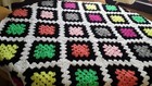 New Hand Crochet Granny Square Blanket Afghan Throw 6 Colors   Black White 41x50