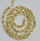 Real 10k Pure Yellow Gold Diamond Cut Rope Chain 8mm Width 22  Long Necklace