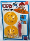 3 Vintage Ufo Space Tops Sets - Peg Toy - Hong Kong - Aliens  Rockets  Martians