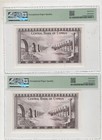 Cyprus 1 Pound 1978 Banknotes Pmg 67 Epq  Pick 43c Very Rare Consecutive Numbers