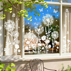 White Dandelion Flower Window Clings Spring Summer Wildflower Flying Butterflies