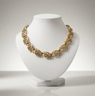     Vintage Gold Leaf Statement Necklace     Timeless Elegance    