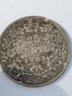 1883-h Canada 25 Cents Quarter Sterling Silver Coin Queen Victoria Jewelery Dmg 
