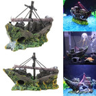 1pc Aquarium Pirate Ship Wreck Decoration Resin Boat Tank Ornament - New
