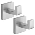 Heavy Duty Stainless Steel Towel Hooks  Wall Mounted Square Robe Brushed Nickel
